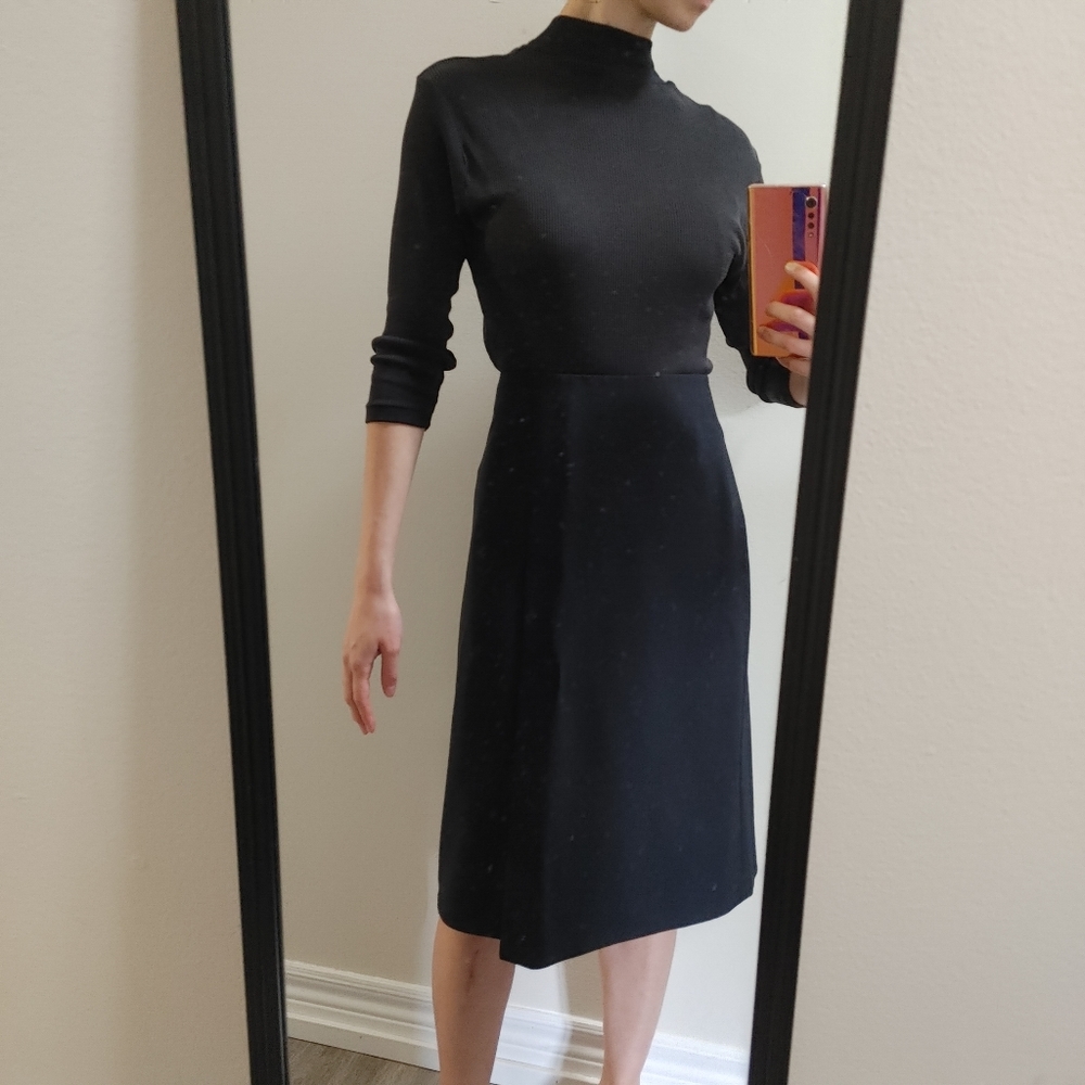 EMPORIO ARMANI Vintage 100% Wool Midi Wrap Pencil Skirt